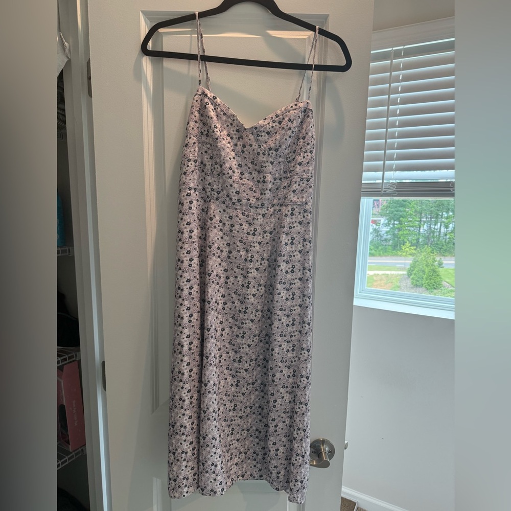 Aritzia Sunday Best Viola Midi Dress purple floral with slit